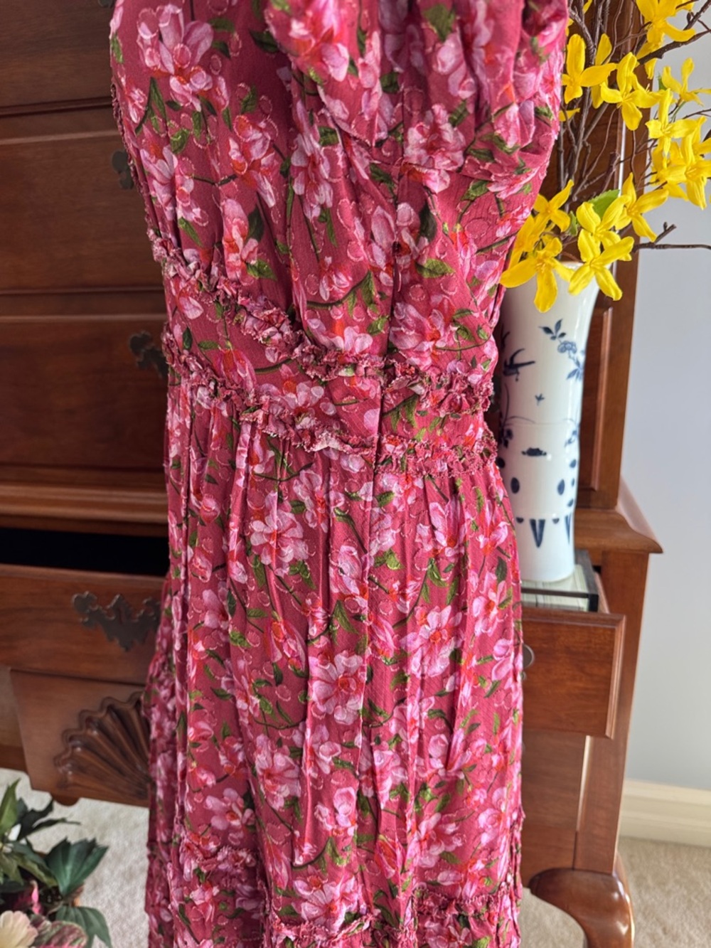 SACHIN + BABI Dress Size 10 Midi Red-Pink Floral - Picture 13 of 13